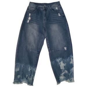 Bleach Washed Barrel Jeans